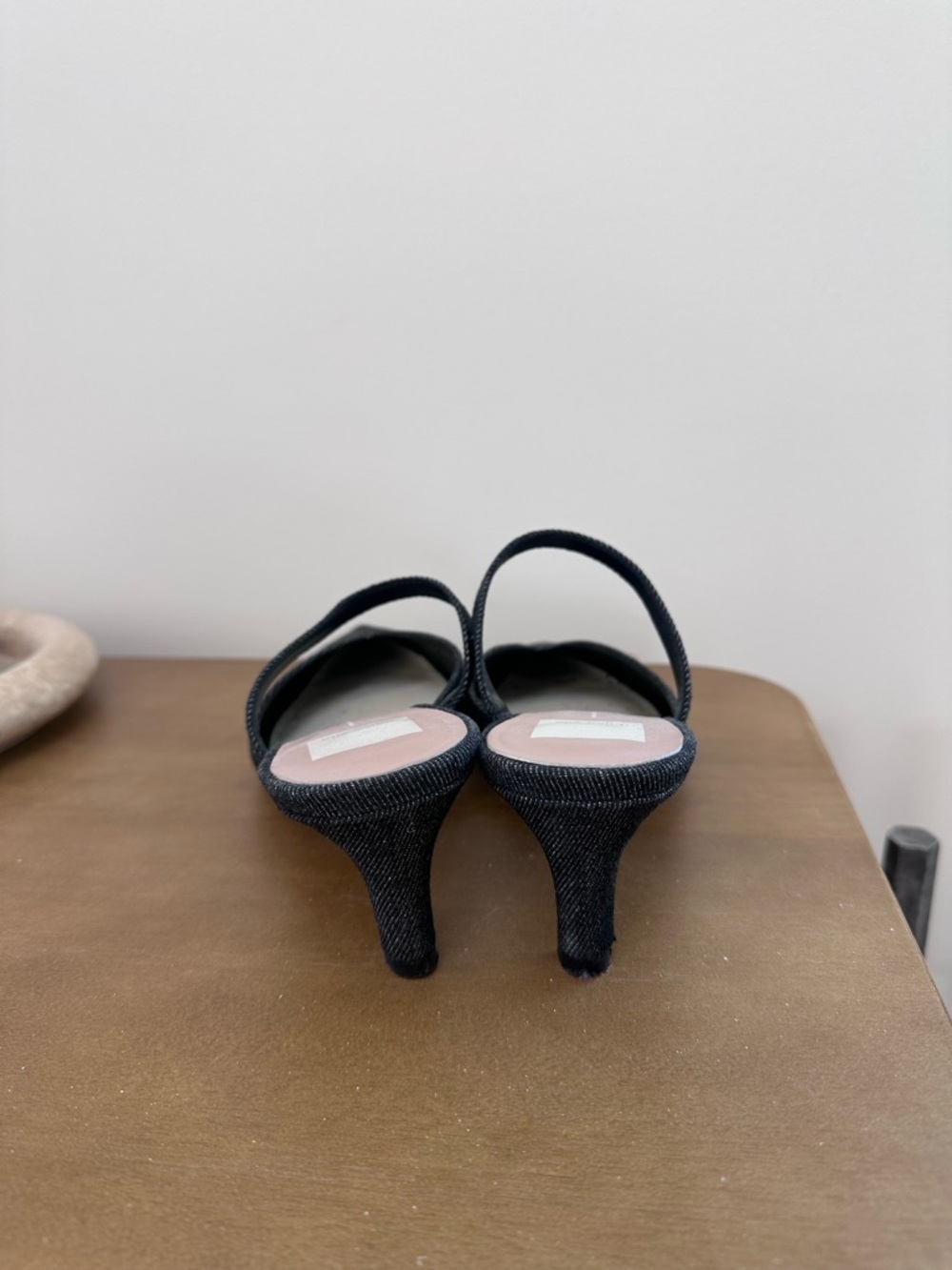 Dolce Vita Denim Pointed Toe Kitten Heel Mules - Picture 3 of 4